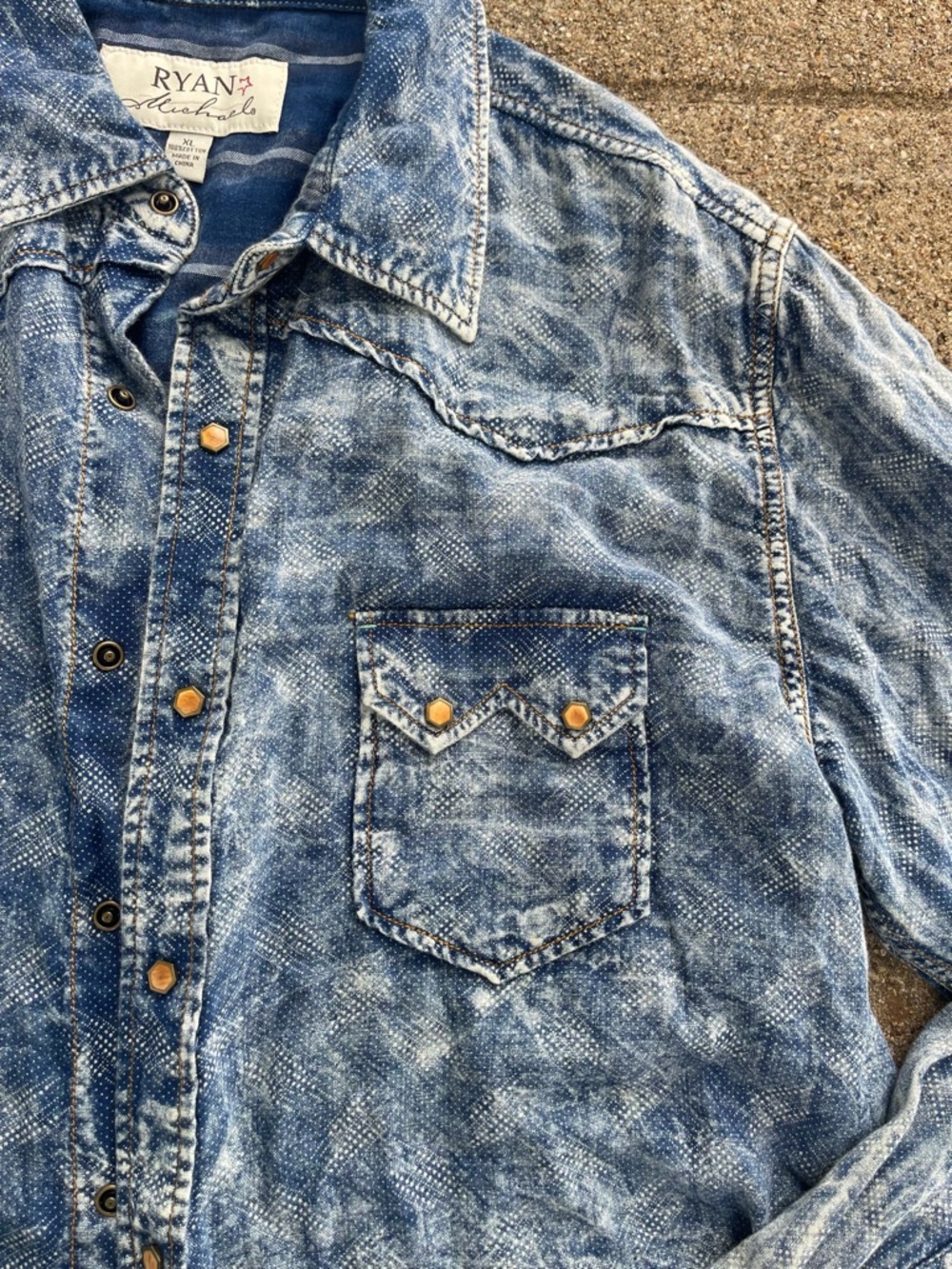 RYAN Michael Washed Denim Button-Up Shirt